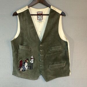 Looney Tunes Classic Wear Leather Suede Vest Bugs Bunny And Foghorn Leghorn